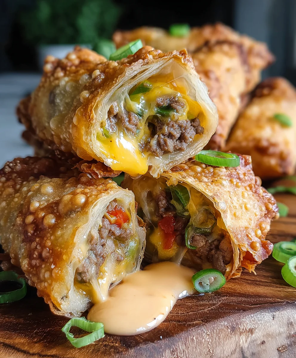 Cheeseburger Egg Rolls - Delicious Beef & Cheese Fusion