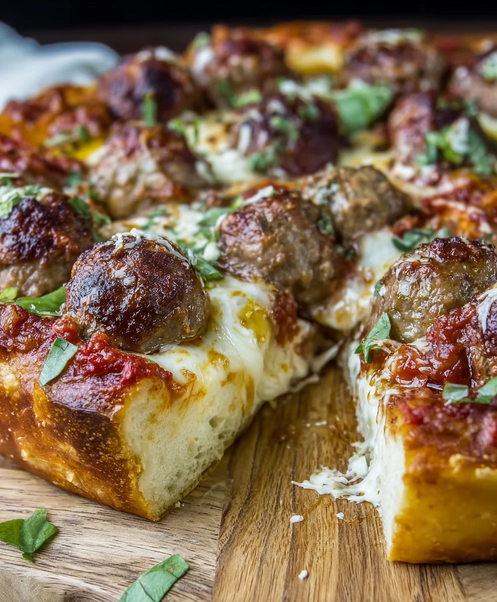Delicious Deep Dish Beef Meatball Pizza Recipe