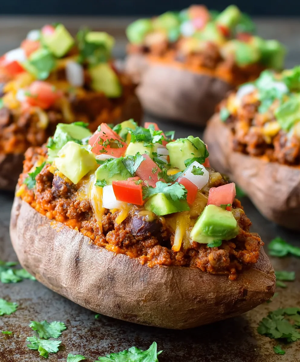 Taco Stuffed Sweet Potatoes- Easy Healthy Beef Recipe