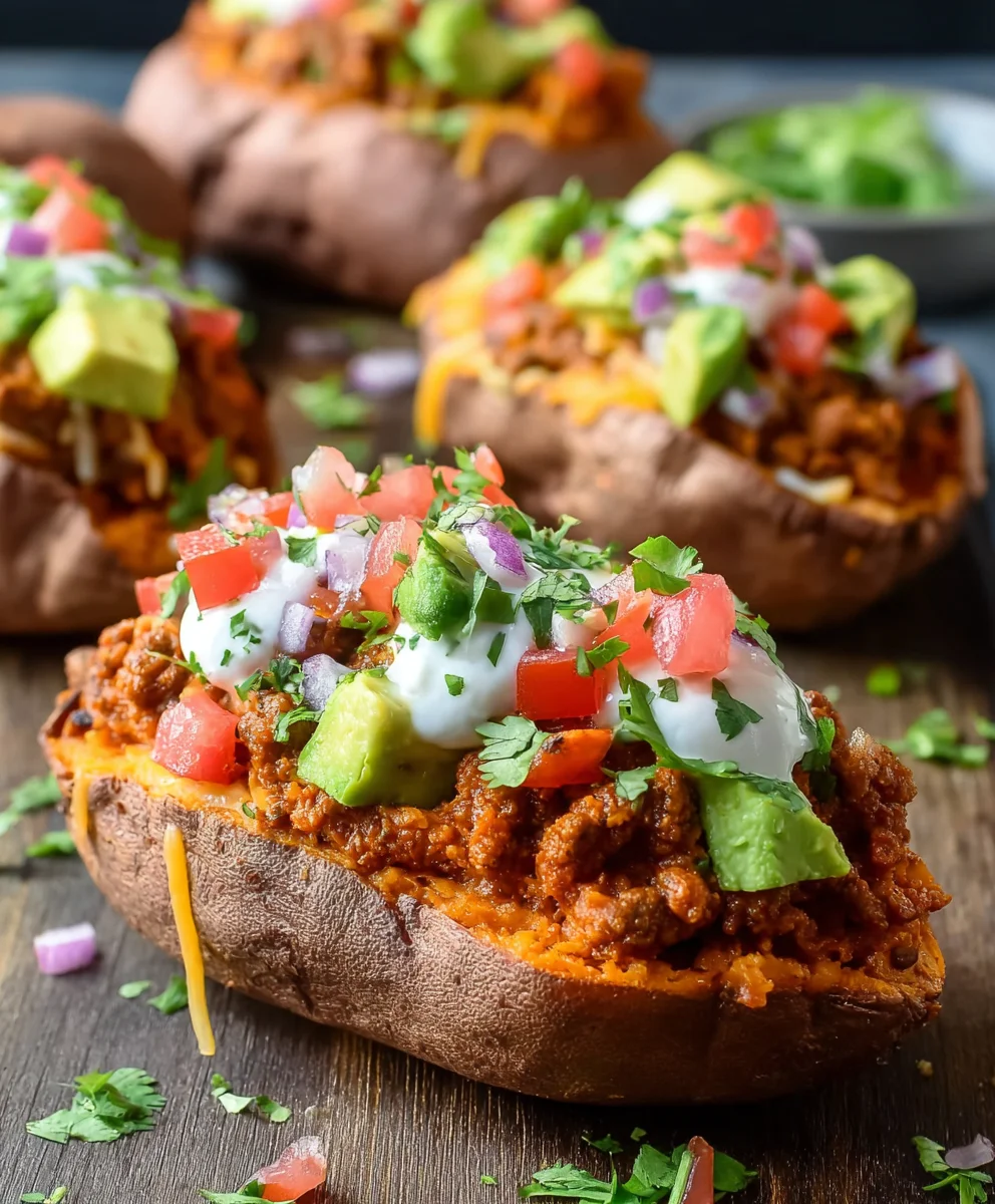 Taco Stuffed Sweet Potatoes- Easy Healthy Beef Recipe