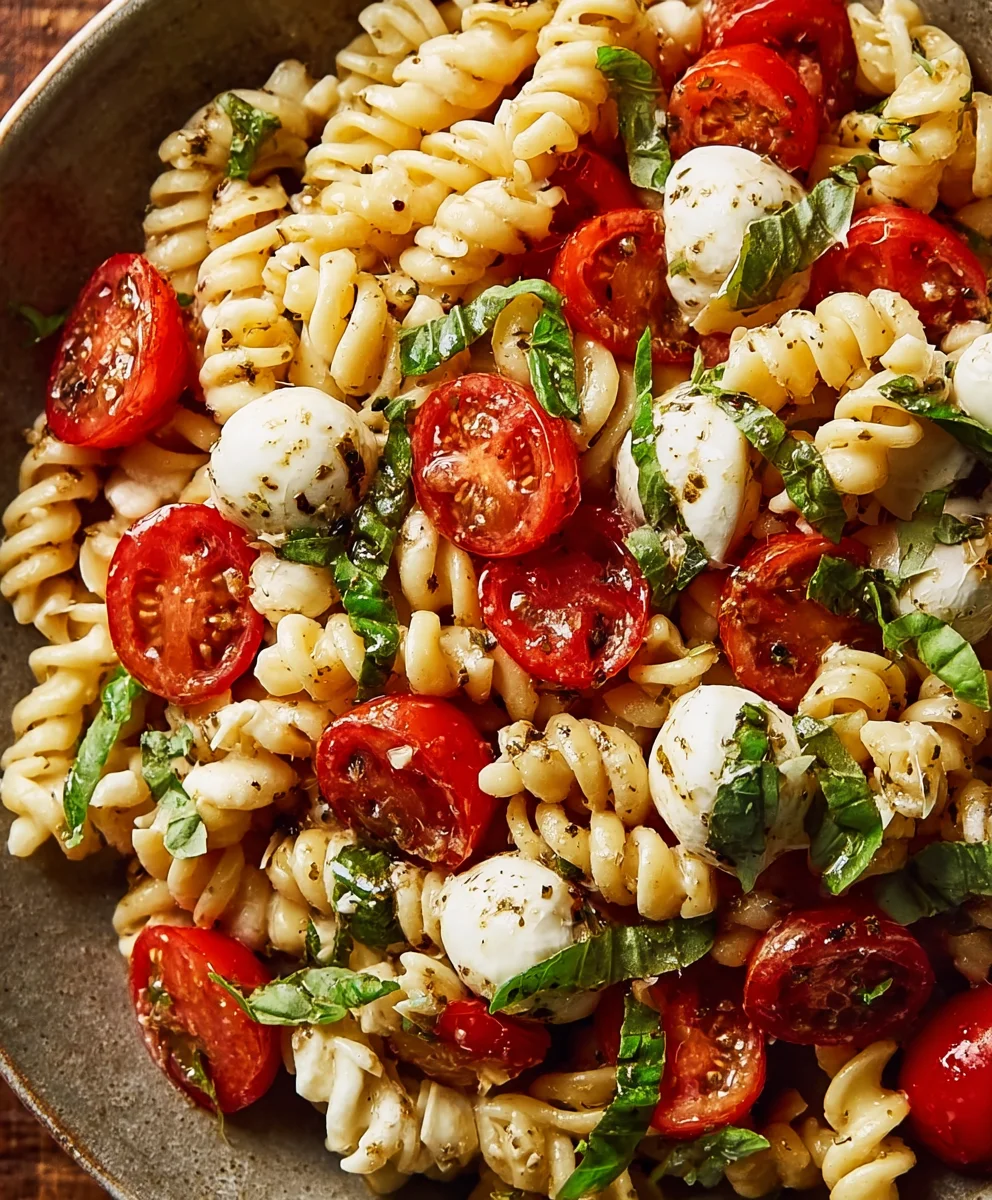 Creamy Caprese Pasta Salad-Easy & Delicious