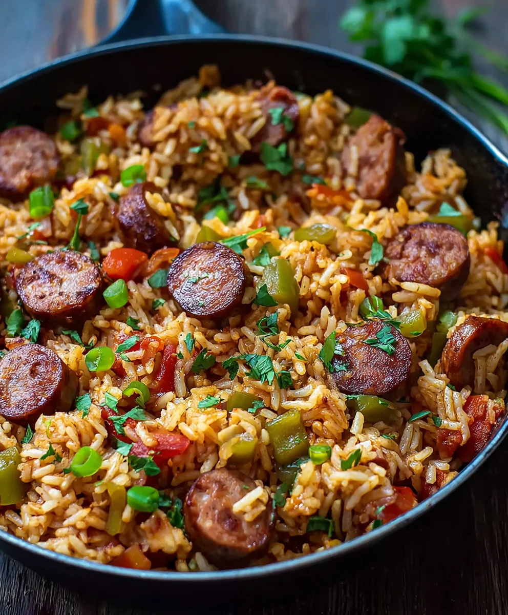 Spicy Cajun Beef Sausage and Rice Skillet Recipe