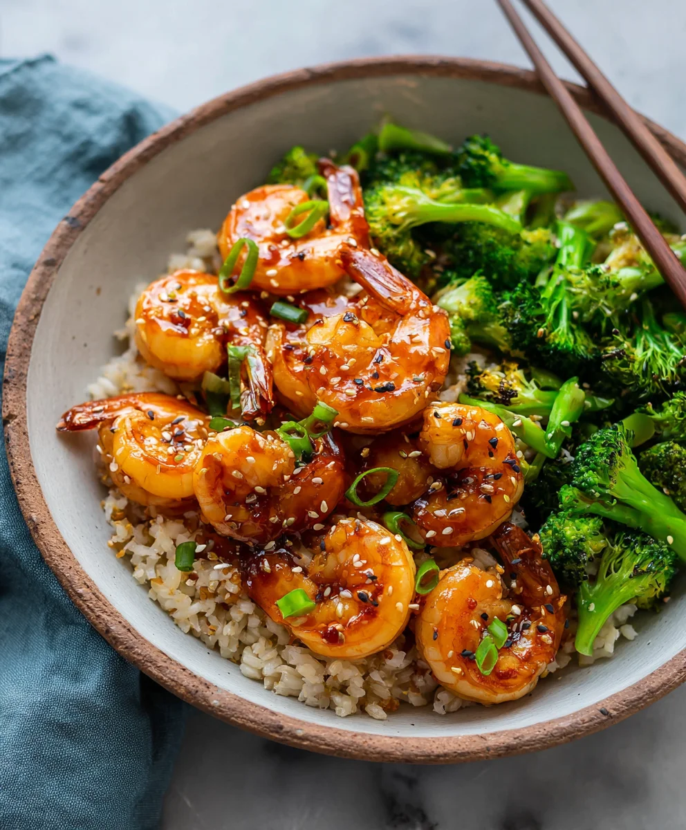 Easy Honey Garlic Shrimp Bowls-Quick Dinner